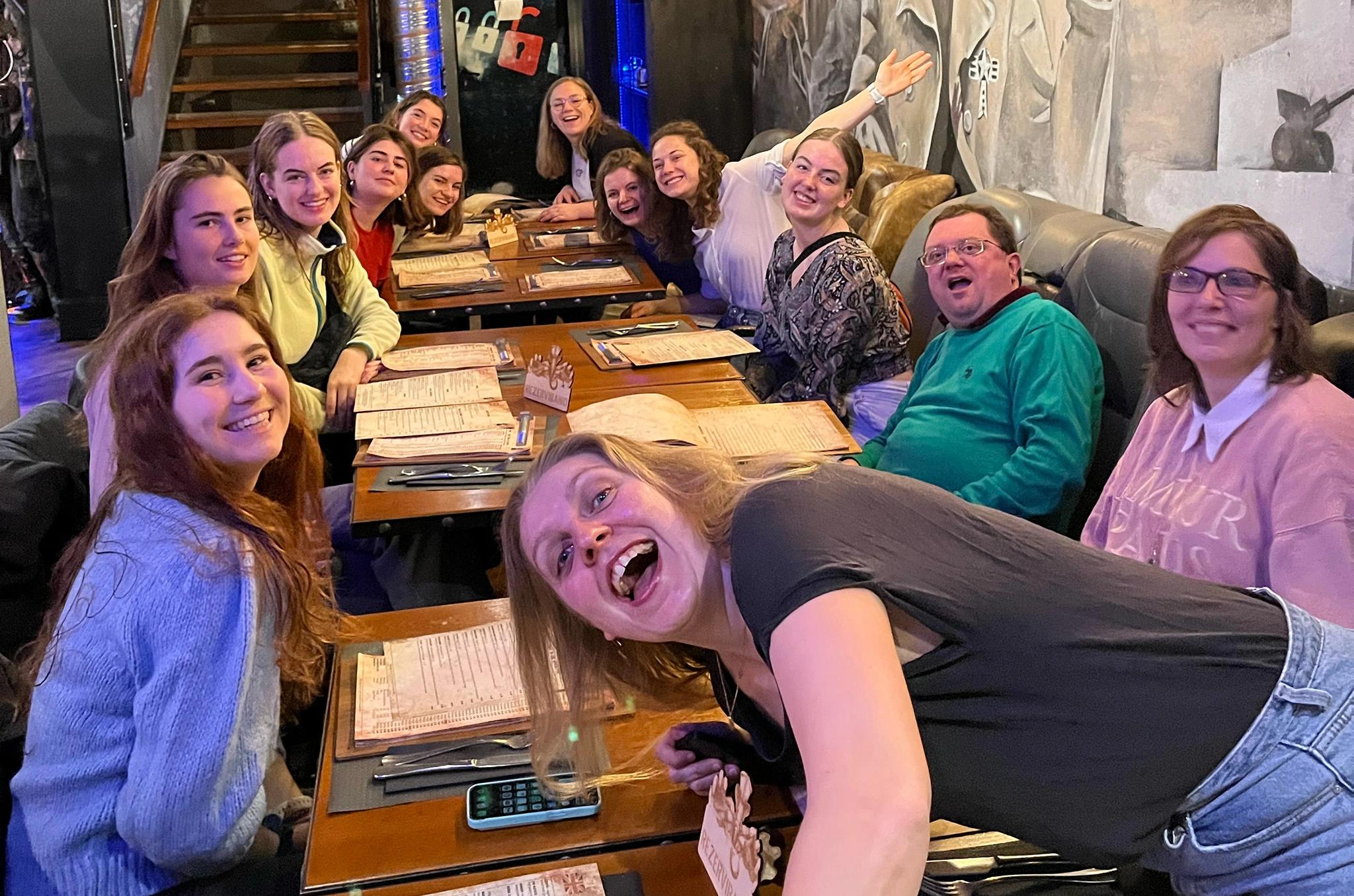 The ladies' team having dinner at the Eurocup 2024